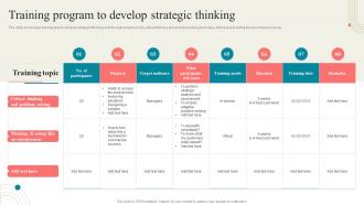 Training Program To Develop Strategic Thinking Business Development Training