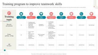 Training Program To Improve Teamwork Skills Business Development Training