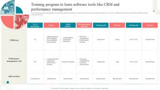 Training Program To Learn Software Tools Like CRM And Performance Business Development Training
