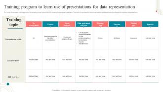 Training Program To Learn Use Of Presentations For Data Representation Business Development Training