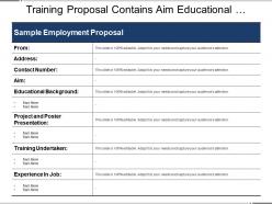 Training proposal contains aim educational background projects and training undertaken
