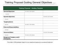 Training proposal guiding general objectives target roles and responsibilities