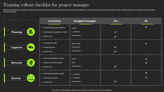 Training Rollout Checklist For Project Manager