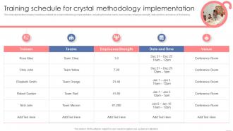 Training Schedule For Crystal Methodology Implementation Agile Crystal Methodology IT