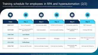 Training Schedule For Employees In RPA And Hyperautomation Hyperautomation Industry Report Designed Attractive