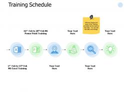 Training schedule icons ppt powerpoint presentation slides download
