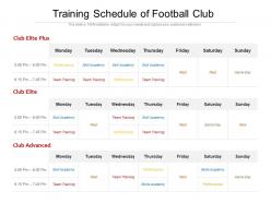 Training schedule of football club