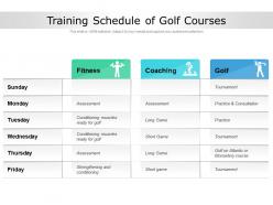 Training schedule of golf courses