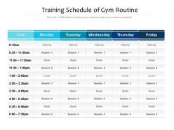 Training schedule of gym routine