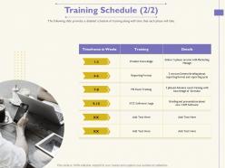 Training schedule product m1754 ppt powerpoint presentation outline example topics