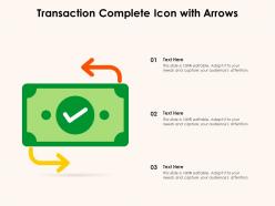 Transaction complete icon with arrows