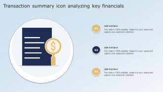 Transaction Summary Icon Analyzing Key Financials
