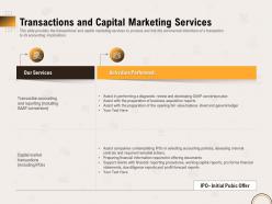 Transactions and capital marketing services ppt layouts