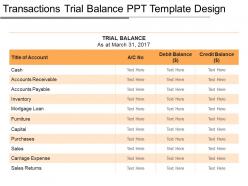 Transactions trial balance ppt template design