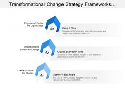Transformational change strategy frameworks showing kotters model