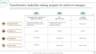 Transformative Leadership Training Program Leadership And Management Development