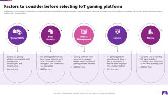 Transforming Future Of Gaming Industry With IoT Powerpoint Presentation Slides IoT CD Template Pre-designed
