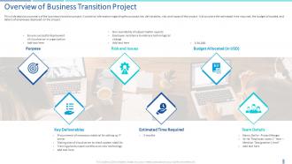 Transition plan overview of business transition project