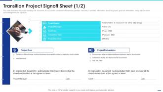 Transition Project Signoff Sheet IT Change Execution Plan