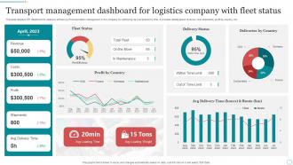 Transport Management Dashboard For Logistics Company With Fleet Status