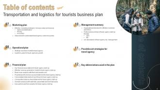 Transportation And Logistics For Tourists Business Plan Powerpoint Presentation Slides Best Graphical