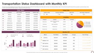 Transportation Status Dashboard With Monthly Kpi