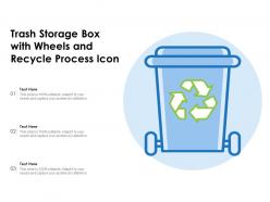 Trash Storage Box With Wheels And Recycle Process Icon