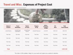 Travel and misc expenses of project cost ppt powerpoint presentation summary deck