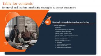 Travel And Tourism Marketing Strategies Table For Contents MKT SS V