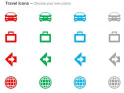 Travel bag car across the world ppt icons graphics