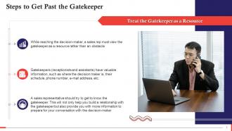 Treating Gatekeeper As Resource To Get Past For Selling Training Ppt