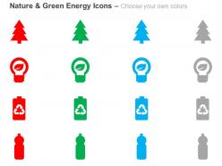 Tree bulb cell bottle green energy ppt icons graphics