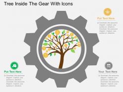 Tree Inside The Gear With Icons Flat Powerpoint Desgin