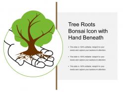 Tree Roots Bonsai Icon With Hand Beneath