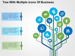 Tree with multiple icons of business flat powerpoint design