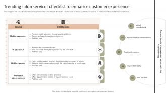 Trending Salon Services Checklist To Enhance Improving Client Experience And Sales Strategy SS V