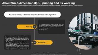 Trending Technologies About Three Dimensional 3D Printing And Its Working