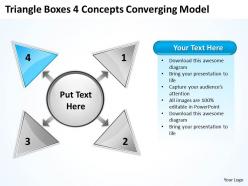 Triangle boxes 4 concepts converging model circular flow process powerpoint templates