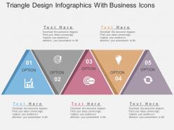 Triangle design infographics with business icons flat powerpoint design