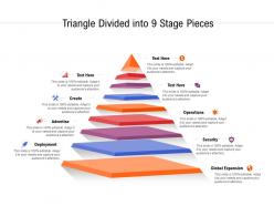 Triangle divided into 9 stage pieces