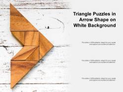Triangle puzzles in arrow shape on white background