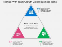 Triangle with team growth global business icons flat powerpoint design