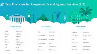 Trip overview for corporate travel agency services ppt slides topics