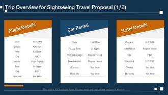 Trip overview for sightseeing travel proposal ppt slides backgrounds