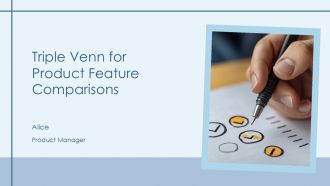 Triple Venn For Product Feature Comparisons PPT Slides AT