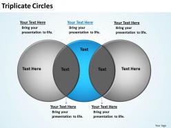 Triplicate circles overlapping side by side like extended venn powerpoint diagram templates graphics 712