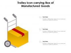 Trolley icon carrying box of manufactured goods