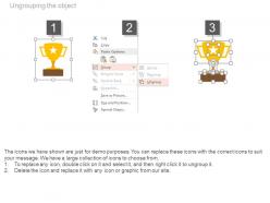 Trophies and years for success timeline diagram powerpoint slides