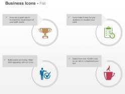 Trophy checklist correct selection coffee ppt icons graphics