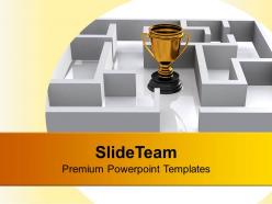 Trophy In Labyrinth Competition Powerpoint Templates Ppt Backgrounds For Slides 0113